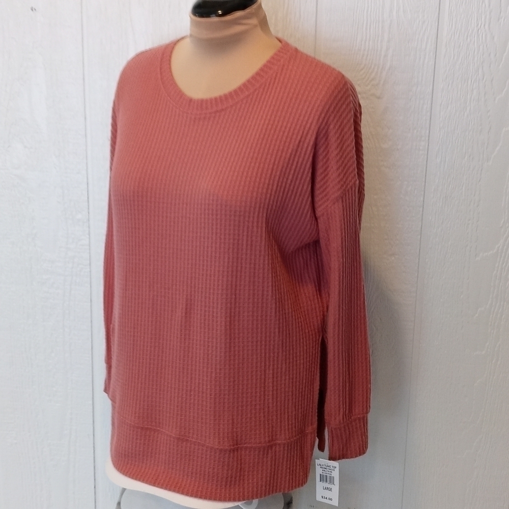 NWT Planet gold large tunic top rose color long sleeve slits in sides